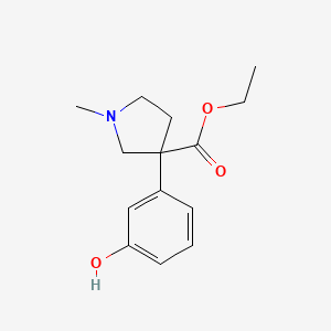 molecular formula C14H19NO3 B15474533 Ethyl 3-(3-hydroxyphenyl)-1-methylpyrrolidine-3-carboxylate CAS No. 38906-58-0