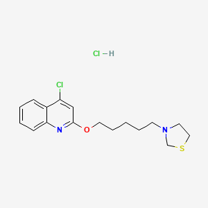 molecular formula C17H22Cl2N2OS B15474665 Thiazolidine, 3-(5-(4-chloro-2-quinolinyloxy)pentyl)-, hydrochloride CAS No. 41288-14-6
