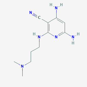 molecular formula C11H18N6 B15474770 4,6-Diamino-2-{[3-(dimethylamino)propyl]amino}pyridine-3-carbonitrile CAS No. 42530-86-9