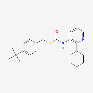 molecular formula C23H30N2OS B15474852 Carbonimidothioic acid, 3-pyridinyl-, O-cyclohexyl S-((4-(1,1-dimethylethyl)phenyl)methyl) ester CAS No. 42754-16-5