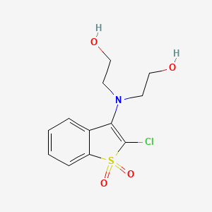 molecular formula C12H14ClNO4S B15474991 Ethanol, 2,2'-((2-chloro-3-benzo(b)thienyl)imino)di-, S,S-dioxide CAS No. 39775-25-2