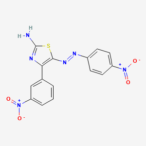 molecular formula C15H10N6O4S B15475029 N-[[2-Imino-4-(3-nitrophenyl)-1,3-thiazol-5-ylidene]amino]-4-nitro-aniline CAS No. 39875-06-4