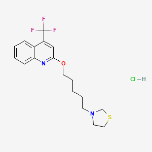 molecular formula C18H22ClF3N2OS B15475053 Thiazolidine, 3-(5-(4-trifluoromethyl-2-quinolyloxy)pentyl)-, hydrochloride CAS No. 41288-19-1