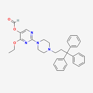 molecular formula C32H34N4O3 B15475554 5-Pyrimidinecarboxylic acid, 4-ethoxy-2-(4-(3,3,3-triphenylpropyl)-1-piperazinyl)- CAS No. 36371-61-6