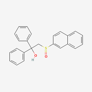 molecular formula C24H20O2S B15475850 Benzenemethanol, alpha-((2-naphthalenylsulfinyl)methyl)-alpha-phenyl- CAS No. 38226-54-9