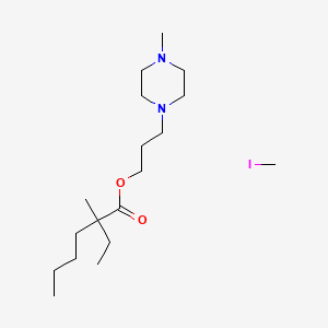 molecular formula C18H37IN2O2 B15475869 Piperazinium, 1(or 4)-(3-hydroxypropyl)-1,4(or 1,1)-dimethyl-, iodide, 2-ethyl-2-methylhexanoate (ester) CAS No. 32774-33-7