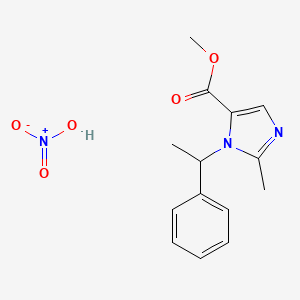 molecular formula C14H17N3O5 B15475943 DL-1-(alpha-Methylbenzyl)-2-methylimidazole-5-carboxylic acid methyl ester nitrate CAS No. 36363-25-4