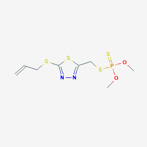 molecular formula C8H13N2O2PS4 B15476577 Phosphorodithioic acid, O,O-dimethyl S-((5-(2-propenylthio)-1,3,4-thiadiazol-2-yl)methyl) ester CAS No. 38091-02-0