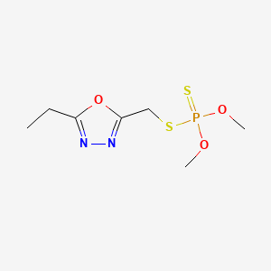 molecular formula C7H13N2O3PS2 B15476606 O,O-Dimethyl S-((5-ethyl-1,3,4-oxadiazol-2-yl)methyl) phosphorodithioate CAS No. 37934-13-7