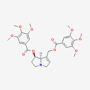 molecular formula C28H33NO10 B15476821 Benzoic acid, 3,4,5-trimethoxy-, 2,3,5,7a-tetrahydro-7-(((3,4,5-trimethoxybenzoyl)oxy)methyl)-1H-pyrrolizin-1-yl ester, (1R-trans)- CAS No. 39818-12-7