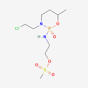 molecular formula C9H20ClN2O5PS B15476972 Ethanol, 2-((3-(2-chloroethyl)tetrahydro-6-methyl-2H-1,3,2-oxazaphosphorin-2-yl)amino)-, methanesulfonate (ester), P-oxide CAS No. 37752-38-8