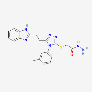 molecular formula C20H21N7OS B15477481 Acetic acid, ((5-(2-(1H-benzimidazol-2-yl)ethyl)-4-(m-tolyl)-4H-1,2,4-triazol-3-yl)thio)-, hydrazide CAS No. 38911-96-5