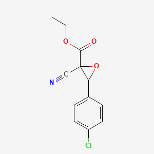 molecular formula C12H10ClNO3 B15477546 Oxiranecarboxylic acid, 3-(4-chlorophenyl)-2-cyano-, ethyl ester CAS No. 35768-29-7