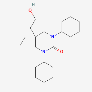 molecular formula C22H38N2O2 B15477780 Tetrahydro-1,3-dicyclohexyl-5-(2-hydroxypropyl)-5-(2-propenyl)-2(1H)-pyrimidinone CAS No. 35957-57-4