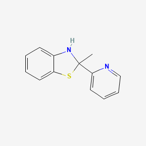 molecular formula C13H12N2S B15477799 Benzothiazole, 2,3-dihydro-2-methyl-2-(2-pyridinyl)- CAS No. 31231-05-7