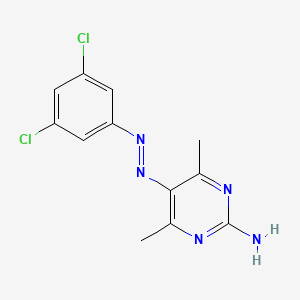 molecular formula C12H11Cl2N5 B15477841 5-[(3,5-Dichlorophenyl)diazenyl]-4,6-dimethylpyrimidin-2-amine CAS No. 24749-09-5