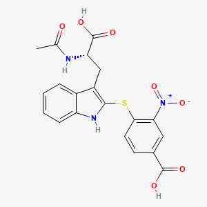 molecular formula C20H17N3O7S B15477870 N-Acetyl-2-[(4-carboxy-2-nitrophenyl)sulfanyl]-L-tryptophan CAS No. 33049-07-9