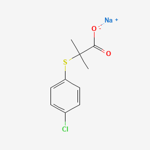 molecular formula C10H10ClNaO2S B15478539 Propionic acid, 2-((p-chlorophenyl)thio)-2-methyl-, sodium salt CAS No. 24159-12-4