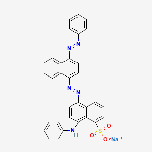 molecular formula C32H22N5NaO3S B15478968 1-Naphthalenesulfonic acid, 5-((4-(phenylazo)-1-naphthyl)azo)-8-(phenylamino)-, sodium salt CAS No. 31820-78-7