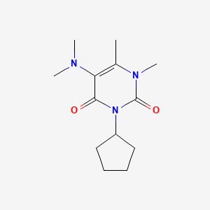 molecular formula C13H21N3O2 B15480624 Uracil, 3-cyclopentyl-1,6-dimethyl-5-dimethylamino- CAS No. 32150-39-3