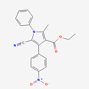 molecular formula C21H17N3O4 B15480937 Ethyl 5-cyano-2-methyl-4-(4-nitrophenyl)-1-phenyl-1H-pyrrole-3-carboxylate CAS No. 22108-64-1