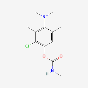 molecular formula C12H17ClN2O2 B15481058 Carbamic acid, methyl-, 2-chloro-4-(dimethylamino)-3,5-xylyl ester CAS No. 28685-39-4