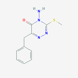 molecular formula C11H12N4OS B15481229 4-Amino-6-benzyl-3-(methylsulfanyl)-1,2,4-triazin-5(4H)-one CAS No. 22285-41-2