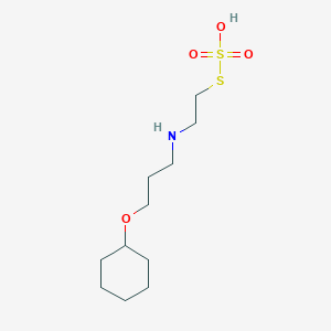 molecular formula C11H23NO4S2 B15481275 Ethanethiol, 2-((3-(cyclohexyloxy)propyl)amino)-, hydrogen sulfate (ester) CAS No. 21209-22-3