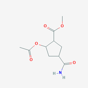 molecular formula C10H15NO5 B15481288 Methyl 2-(acetyloxy)-4-carbamoylcyclopentane-1-carboxylate CAS No. 23722-85-2
