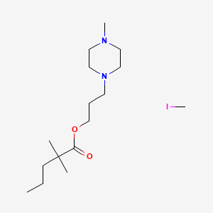 molecular formula C16H33IN2O2 B15481336 Piperazinium, 1(or 4)-(3-hydroxypropyl)-1,4(or 1,1)-dimethyl-, iodide, 2,2-dimethylvalerate (ester) CAS No. 31364-64-4