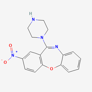 molecular formula C17H16N4O3 B15481376 Dibenz(b,f)(1,4)oxazepine, 2-nitro-11-(1-piperazinyl)- CAS No. 22000-41-5