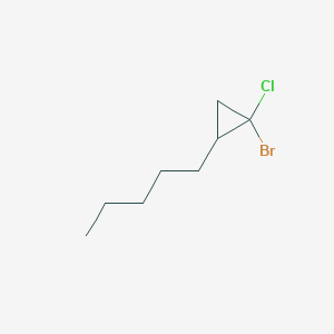 molecular formula C8H14BrCl B15484572 1-Bromo-1-chloro-2-pentylcyclopropane CAS No. 22985-27-9