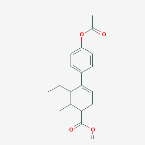molecular formula C18H22O4 B15484680 4-[p-(Acetyloxy)phenyl]-5-ethyl-6-methyl-3-cyclohexene-1-carboxylic acid CAS No. 21161-63-7