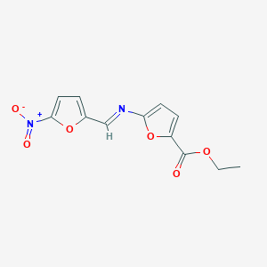 molecular formula C12H10N2O6 B15485746 Ethyl 5-(((5-nitro-2-furanyl)methylene)amino)-2-furancarboxylate CAS No. 22929-69-7