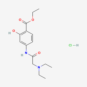 molecular formula C15H23ClN2O4 B15485774 Salicylic acid, 4-(2-(diethylamino)acetamido)-, ethyl ester, hydrochloride CAS No. 13094-10-5