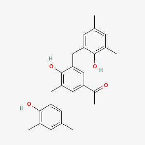 molecular formula C26H28O4 B15485845 1-[4-Hydroxy-3,5-bis[(2-hydroxy-3,5-dimethylphenyl)methyl]phenyl]ethanone CAS No. 6639-48-1