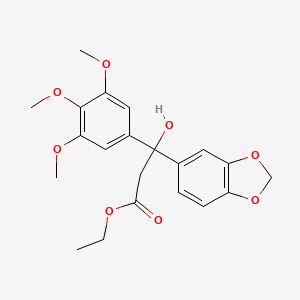 molecular formula C21H24O8 B15486480 Ethyl 3-(1,3-benzodioxol-5-yl)-3-hydroxy-3-(3,4,5-trimethoxyphenyl)propanoate CAS No. 6327-57-7