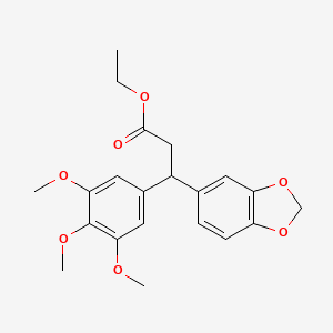 molecular formula C21H24O7 B15486706 Ethyl 3-(1,3-benzodioxol-5-yl)-3-(3,4,5-trimethoxyphenyl)propanoate CAS No. 6327-56-6
