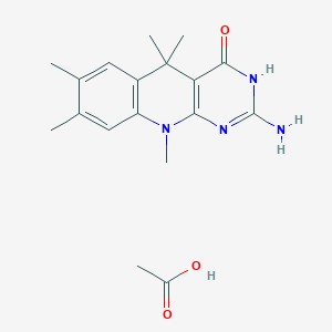 molecular formula C18H24N4O3 B15487238 acetic acid;2-amino-5,5,7,8,10-pentamethyl-3H-pyrimido[4,5-b]quinolin-4-one CAS No. 6266-28-0