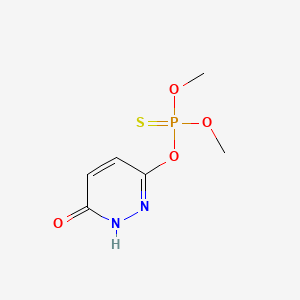 molecular formula C6H9N2O4PS B15487300 Phosphorothioic acid, O,O-dimethyl ester, O-ester with 6-hydroxy-3-(2H)-pyridazinone CAS No. 5836-40-8
