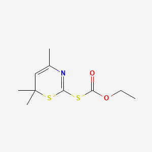 molecular formula C10H15NO2S2 B15487393 O-Ethyl S-(4,6,6-trimethyl-6H-1,3-thiazin-2-yl) thiocarbonate CAS No. 5439-66-7