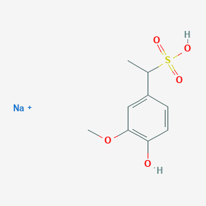 molecular formula C9H12NaO5S+ B15487457 Sodium;1-(4-hydroxy-3-methoxyphenyl)ethanesulfonic acid CAS No. 6344-29-2