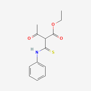 molecular formula C13H15NO3S B15487615 Butanoic acid, 3-oxo-2-[(phenylamino)thioxomethyl]-, ethyl ester CAS No. 5816-96-6