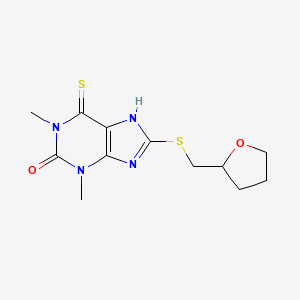 molecular formula C12H16N4O2S2 B15488003 Theophylline, 8-(tetrahydrofurfuryl)thio-6-thio- CAS No. 6493-47-6