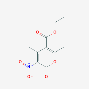 molecular formula C10H11NO6 B15488069 Ethyl 4,6-dimethyl-3-nitro-2-oxo-2h-pyran-5-carboxylate CAS No. 6272-87-3