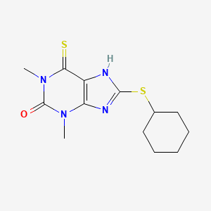 molecular formula C13H18N4OS2 B15488272 Theophylline, 8-cyclohexylthio-6-thio- CAS No. 6493-42-1