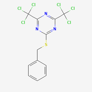 molecular formula C12H7Cl6N3S B15488448 S-Triazine, 2-(benzylthio)-4,6-bis(trichloromethyl)- 
