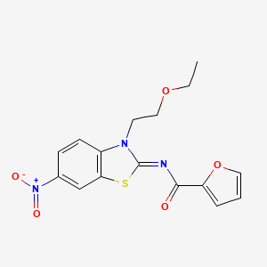 molecular formula C16H15N3O5S B15489370 N-[3-(2-Ethoxyethyl)-6-nitro-1,3-benzothiazol-2(3H)-ylidene]furan-2-carboxamide CAS No. 6272-83-9