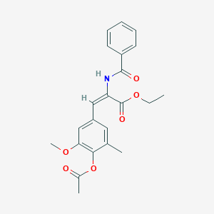 molecular formula C22H23NO6 B15489407 ethyl (E)-3-(4-acetyloxy-3-methoxy-5-methylphenyl)-2-benzamidoprop-2-enoate CAS No. 5420-40-6