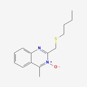 molecular formula C14H18N2OS B15489915 Quinazoline, 2-((butylthio)methyl)-4-methyl-, 3-oxide CAS No. 6327-37-3
